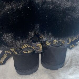 Juicy Couture Black Boots with Gold Ribbon